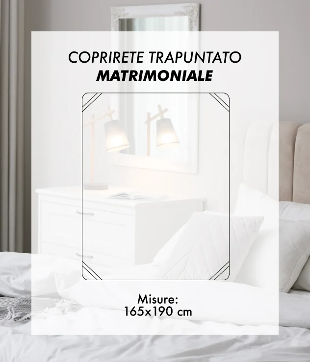 Coprirete Trapuntato Imbottito 190 g con Laccetti Traspirante Antiacaro Il Gruppone