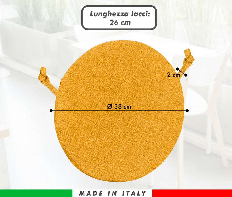 Cuscini Rotondi per Sedie Ø40 cm Imbottiti e Sfoderabili con Lacci Made in Italy Il Gruppone