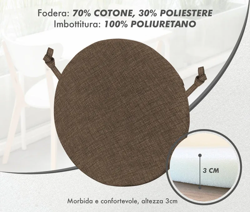 Cuscini Rotondi per Sedie Ø40 cm Imbottiti e Sfoderabili con Lacci Made in Italy Il Gruppone