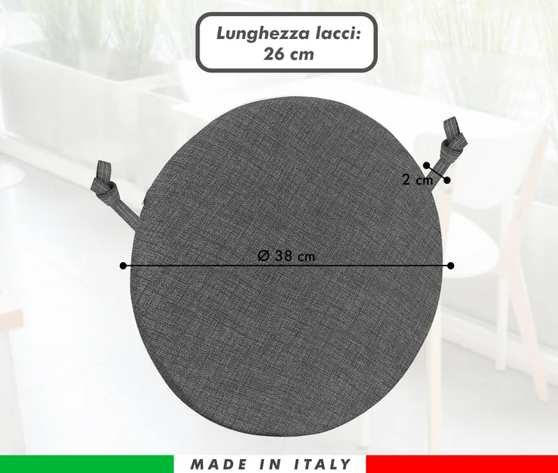 Cuscini Rotondi per Sedie Ø40 cm Imbottiti e Sfoderabili con Lacci Made in Italy Il Gruppone