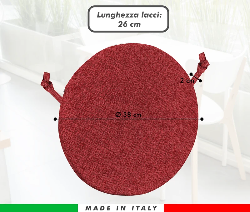 Cuscini Rotondi per Sedie Ø40 cm Imbottiti e Sfoderabili con Lacci Made in Italy Il Gruppone