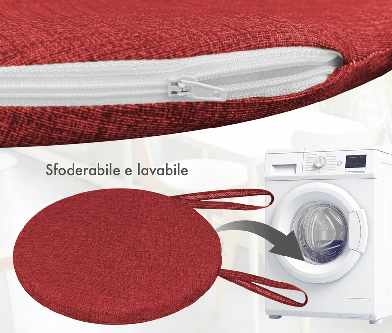 Cuscini Rotondi per Sedie Ø40 cm Imbottiti e Sfoderabili con Lacci Made in Italy Il Gruppone