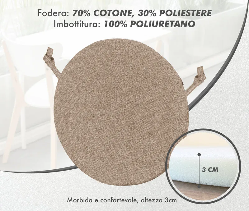 Cuscini Rotondi per Sedie Ø40 cm Imbottiti e Sfoderabili con Lacci Made in Italy Il Gruppone