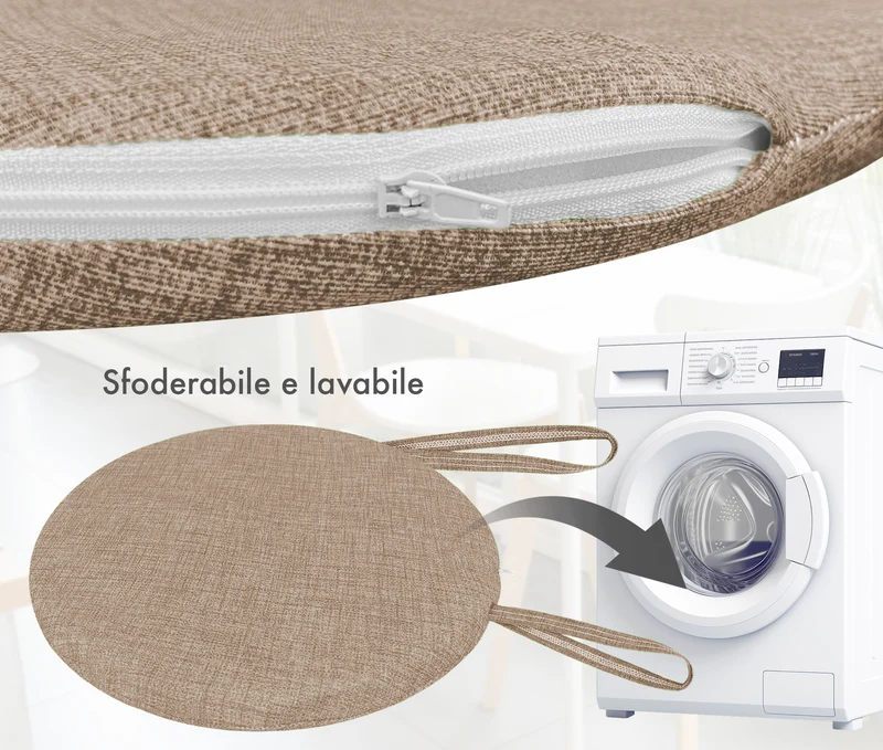 Cuscini Rotondi per Sedie Ø40 cm Imbottiti e Sfoderabili con Lacci Made in Italy Il Gruppone