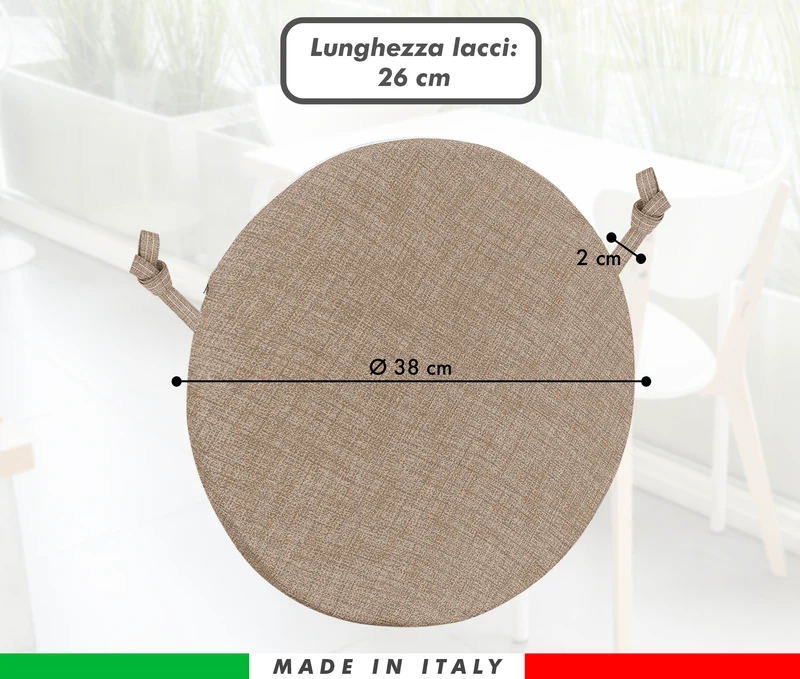 Cuscini Rotondi per Sedie Ø40 cm Imbottiti e Sfoderabili con Lacci Made in Italy Il Gruppone