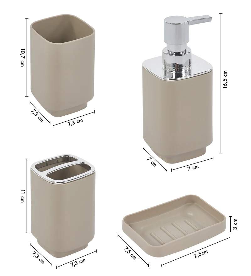 Set Accessori Bagno 6 Pezzi Design Moderno in Plastica con Finitura Lucida Il Gruppone