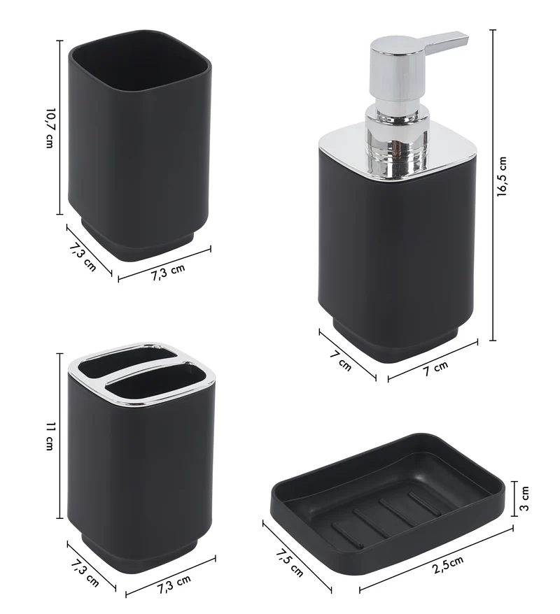Set Accessori Bagno 6 Pezzi Design Moderno in Plastica con Finitura Lucida Il Gruppone