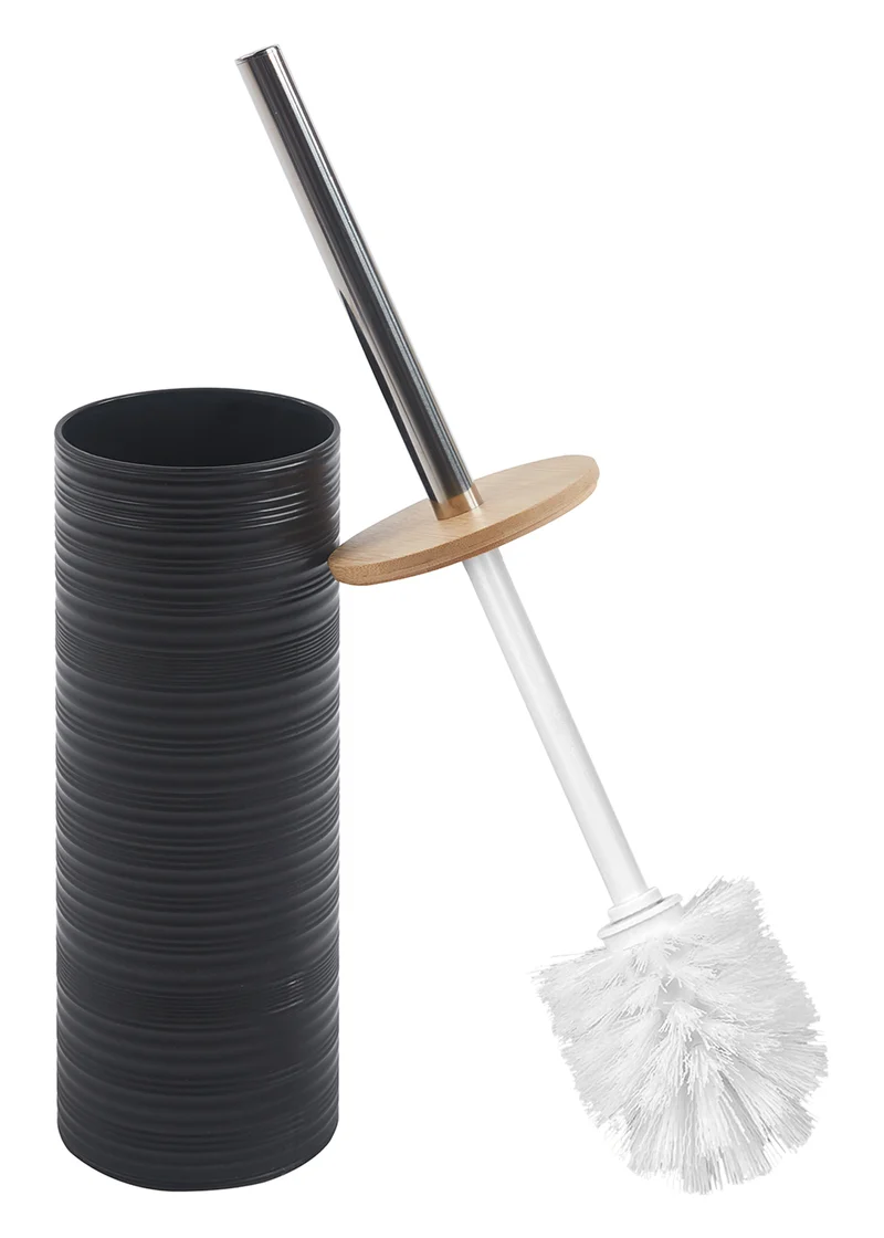 Set Accessori Bagno 6 Pezzi Design Moderno in Plastica e Bambù con Cestino e Dispenser Il Gruppone
