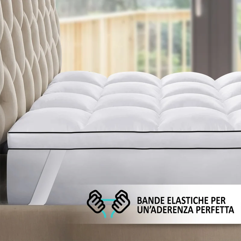 Topper Per Materasso In Vera Piuma D'Oca Alto 7 Cm Certificato Oeko Tex 1800 Gr/Mq Il Gruppone