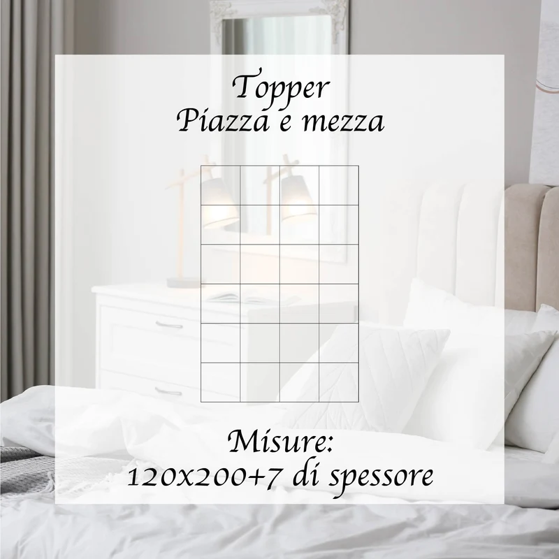Topper Per Materasso In Vera Piuma D'Oca Alto 7 Cm Certificato Oeko Tex 1800 Gr/Mq Il Gruppone