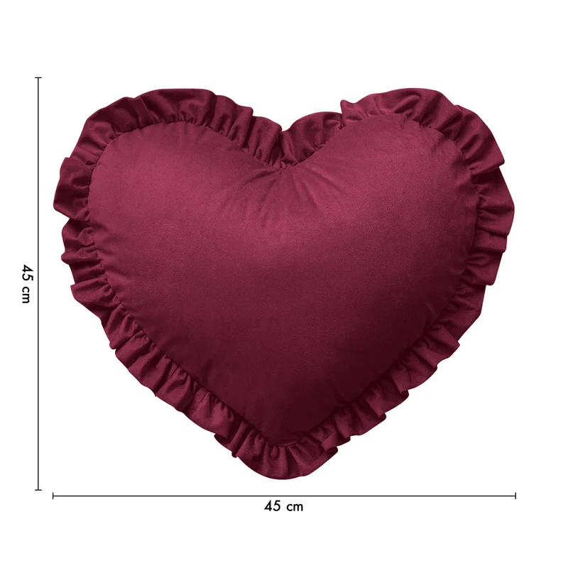 Cuscino Cuore Decorativo in Velluto con Bordo Frill Sfoderabile 45x45 cm Il Gruppone