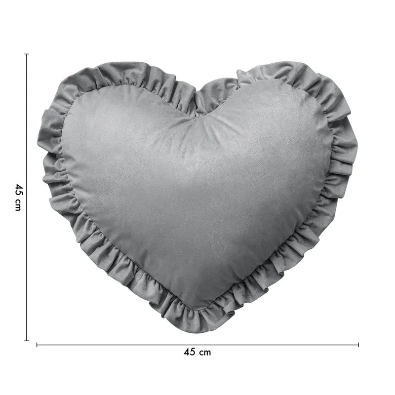 Cuscino Cuore Decorativo in Velluto con Bordo Frill Sfoderabile 45x45 cm Il Gruppone