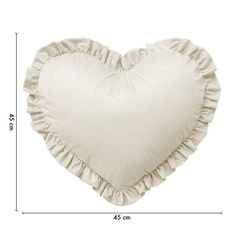 Cuscino Cuore Decorativo in Velluto con Bordo Frill Sfoderabile 45x45 cm Il Gruppone