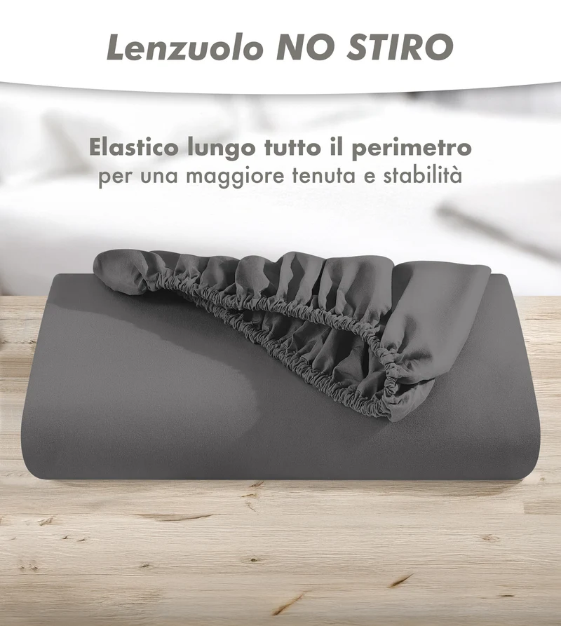 Lenzuolo Sotto No Stiro Tinta Unita Effetto Raso con Angoli Elasticizzati per Materassi fino a 27 cm Il Gruppone