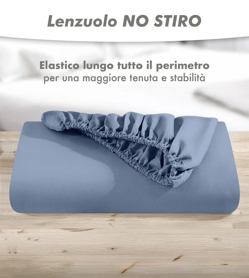 Lenzuolo Sotto No Stiro Tinta Unita Effetto Raso con Angoli Elasticizzati per Materassi fino a 27 cm Il Gruppone