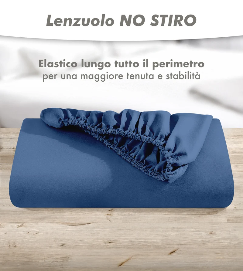 Lenzuolo Sotto No Stiro Tinta Unita Effetto Raso con Angoli Elasticizzati per Materassi fino a 27 cm Il Gruppone