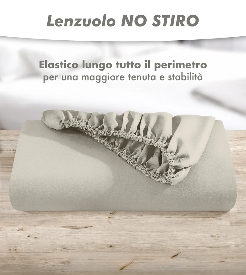 Lenzuolo Sotto No Stiro Tinta Unita Effetto Raso con Angoli Elasticizzati per Materassi fino a 27 cm Il Gruppone