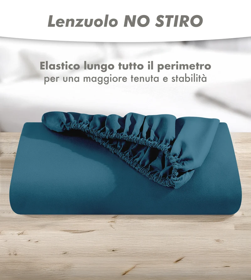 Lenzuolo Sotto No Stiro Tinta Unita Effetto Raso con Angoli Elasticizzati per Materassi fino a 27 cm Il Gruppone