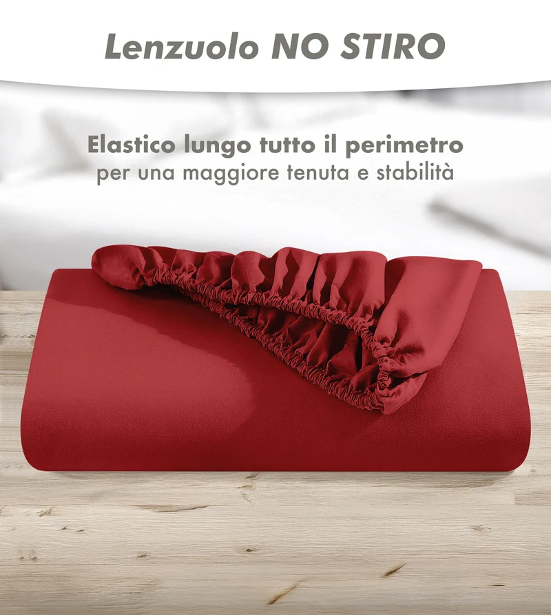 Lenzuolo Sotto No Stiro Tinta Unita Effetto Raso con Angoli Elasticizzati per Materassi fino a 27 cm Il Gruppone