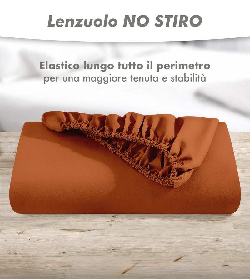 Lenzuolo Sotto No Stiro Tinta Unita Effetto Raso con Angoli Elasticizzati per Materassi fino a 27 cm Il Gruppone
