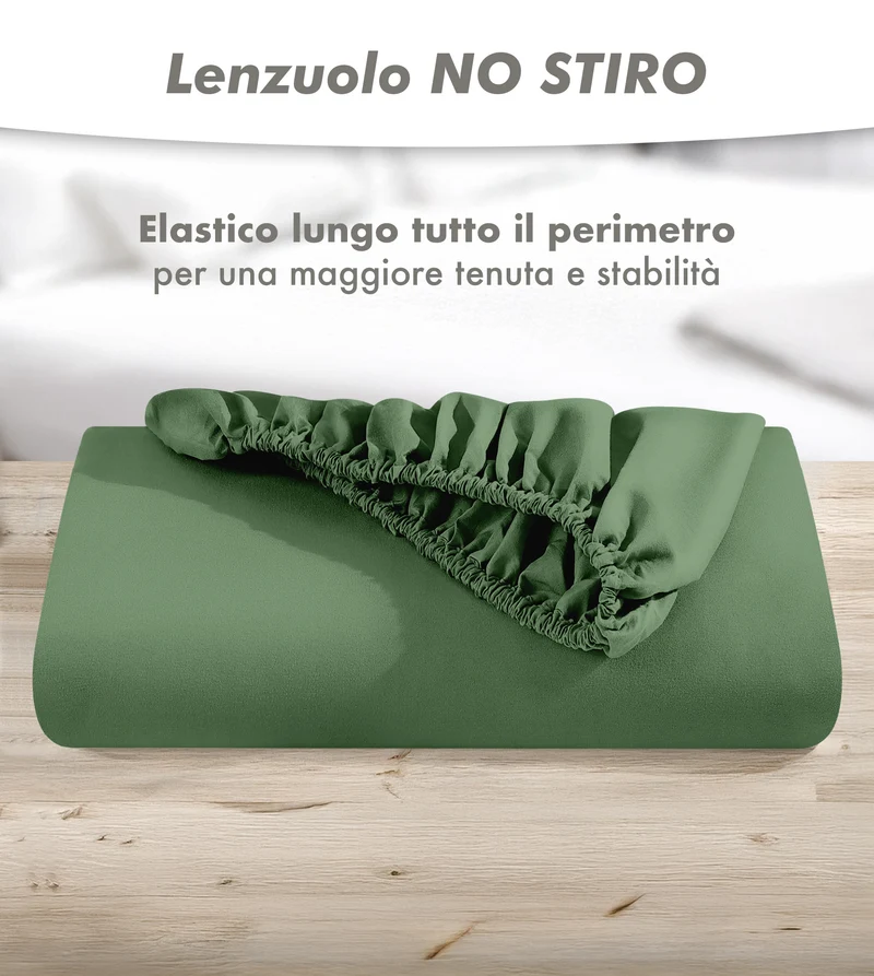 Lenzuolo Sotto No Stiro Tinta Unita Effetto Raso con Angoli Elasticizzati per Materassi fino a 27 cm Il Gruppone