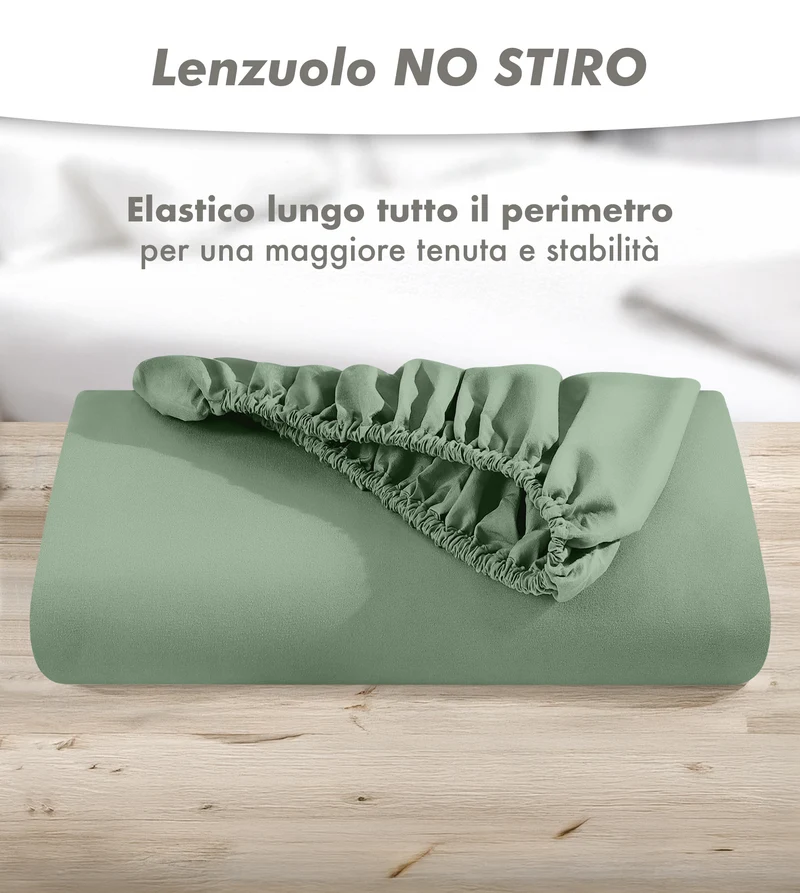 Lenzuolo Sotto No Stiro Tinta Unita Effetto Raso con Angoli Elasticizzati per Materassi fino a 27 cm Il Gruppone