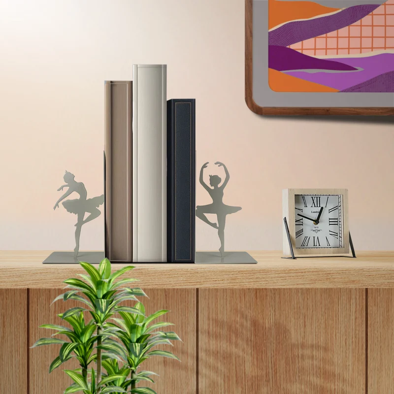Set 2 Pezzi Fermalibri In Metallo Antigraffio Per Mensole Libreria Design Moderno Supporto Porta Libro Antiscivolo