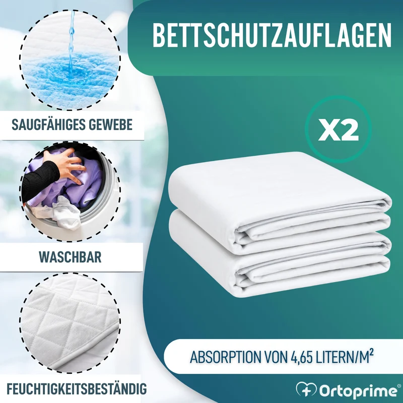 PACK 2 Superabsorbierende Bettauflagen 135 cm 4,65 Liter/m2