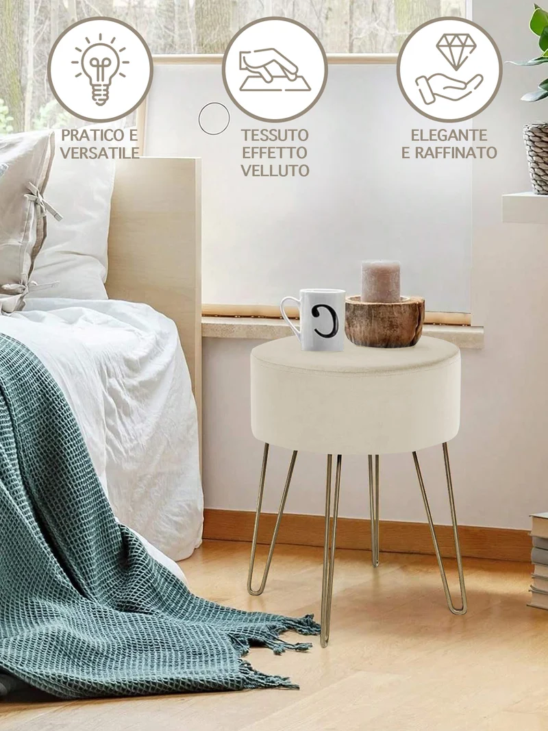 Pouf Poggiapiedi In Velluto Con Gambe Dorate Due Modelli Il Gruppone