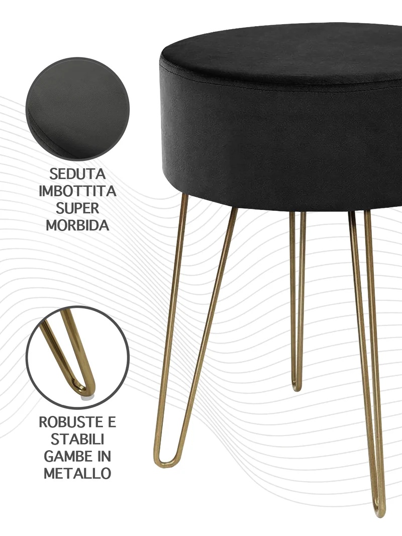 Pouf Poggiapiedi In Velluto Con Gambe Dorate Due Modelli Il Gruppone