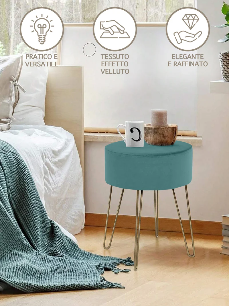 Pouf Poggiapiedi In Velluto Con Gambe Dorate Due Modelli Il Gruppone