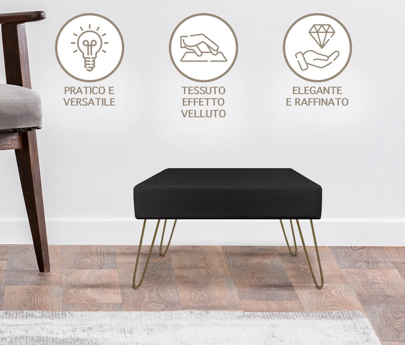 Pouf Poggiapiedi In Velluto Con Gambe Dorate Due Modelli Il Gruppone