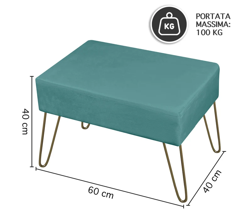 Pouf Poggiapiedi In Velluto Con Gambe Dorate Due Modelli Il Gruppone
