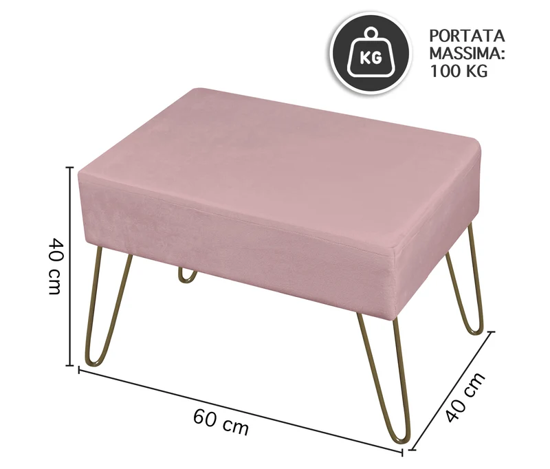 Pouf Poggiapiedi In Velluto Con Gambe Dorate Due Modelli Il Gruppone