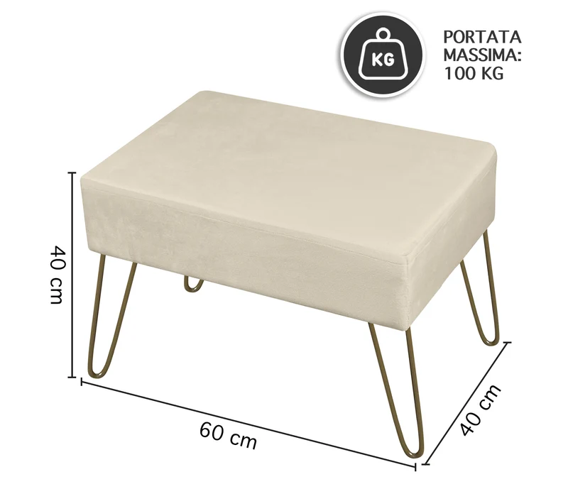 Pouf Poggiapiedi In Velluto Con Gambe Dorate Due Modelli Il Gruppone