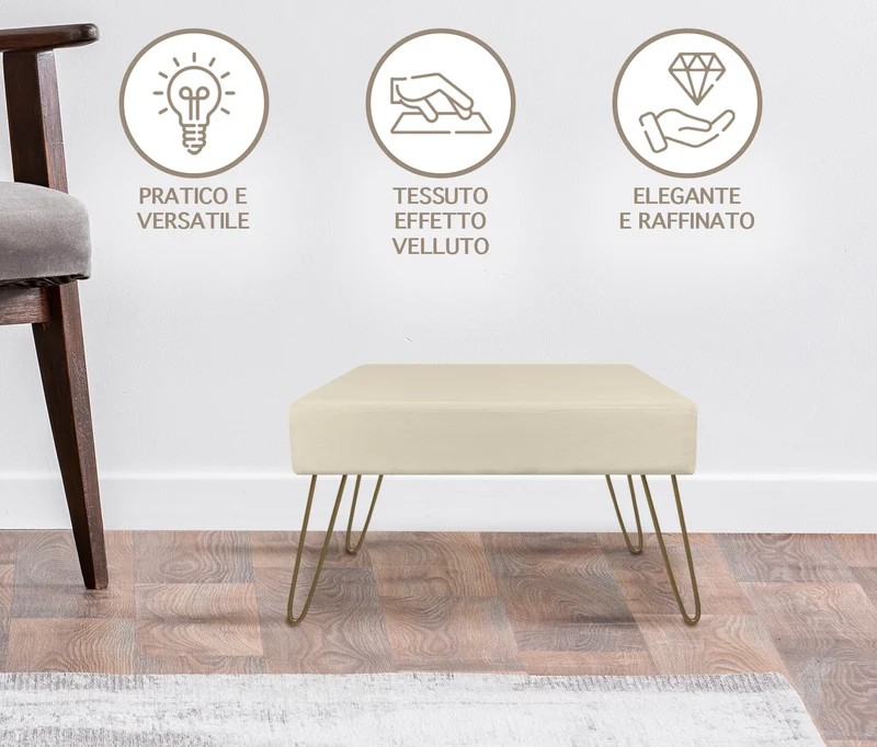 Pouf Poggiapiedi In Velluto Con Gambe Dorate Due Modelli Il Gruppone