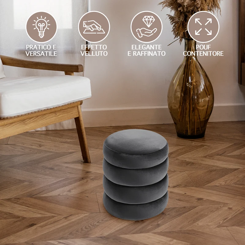 Pouf Poggiapiedi Design Moderno XL Con Contenitore il Gruppone