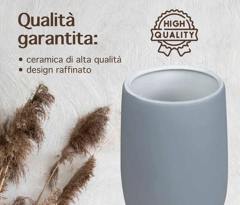 Set Accessori Bagno 3 Pezzi in Ceramica Design Moderno Da Appoggio Il Gruppone