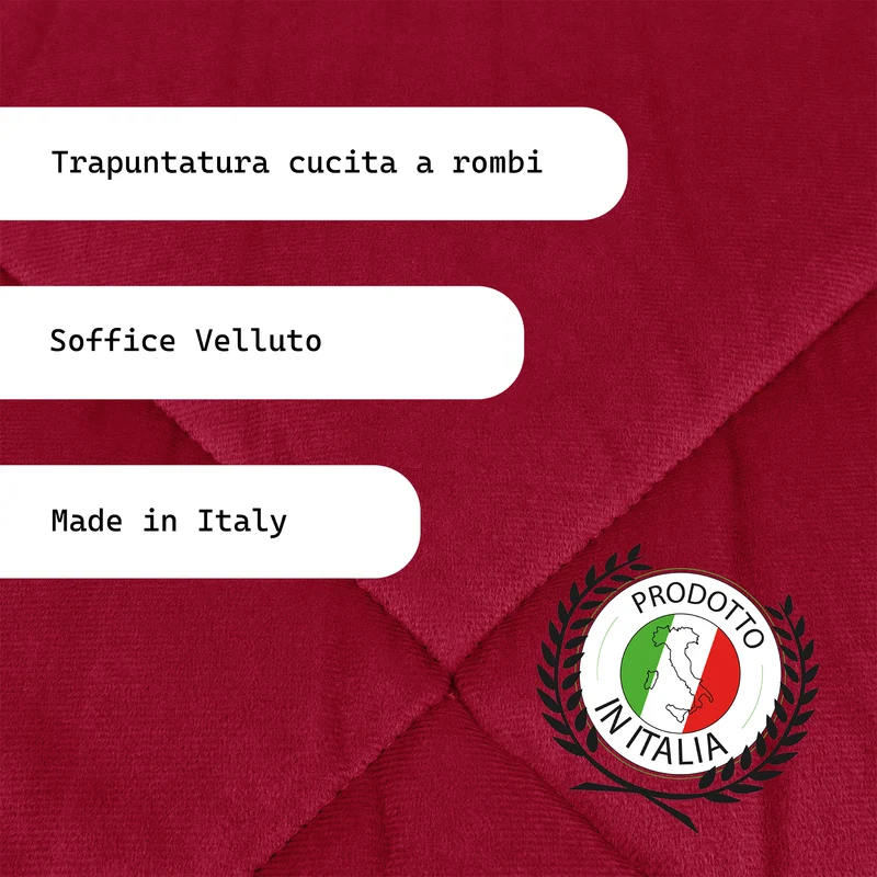 Trapunta Matrimoniale in Velluto Elegante Invernale Effetto Piuma 600 g/mq Made in Italy Il Gruppone