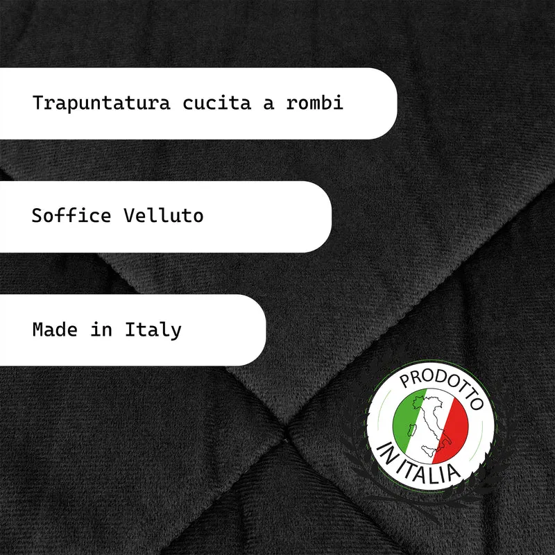 Trapunta Matrimoniale in Velluto Elegante Invernale Effetto Piuma 600 g/mq Made in Italy Il Gruppone
