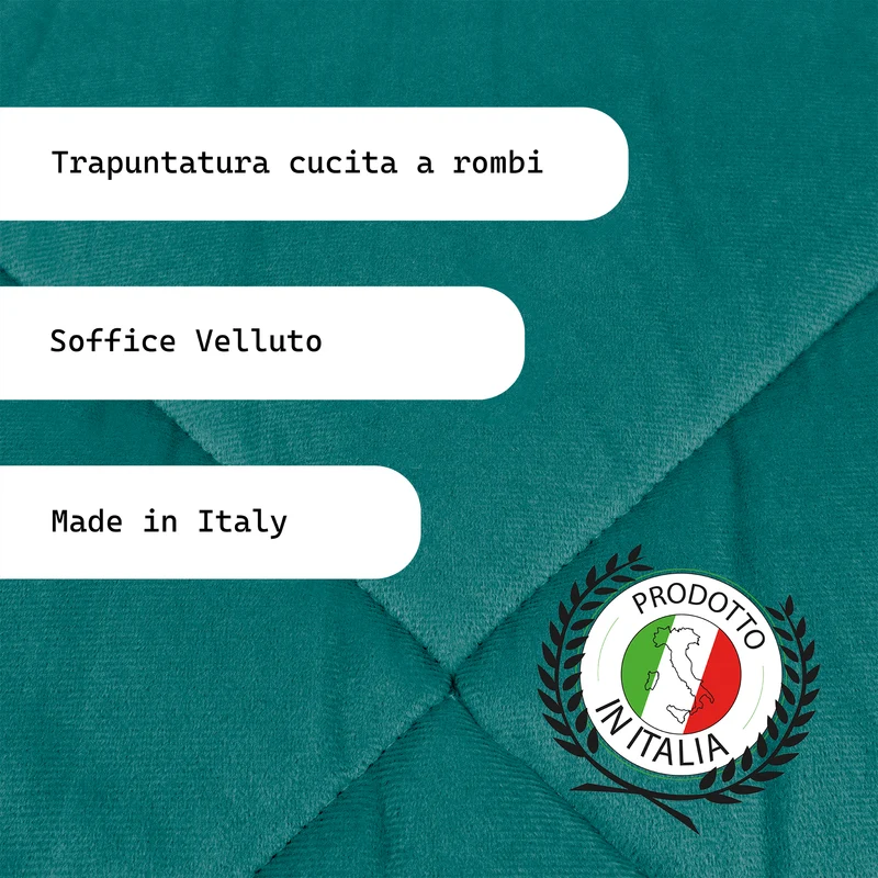 Trapunta Matrimoniale in Velluto Elegante Invernale Effetto Piuma 600 g/mq Made in Italy Il Gruppone