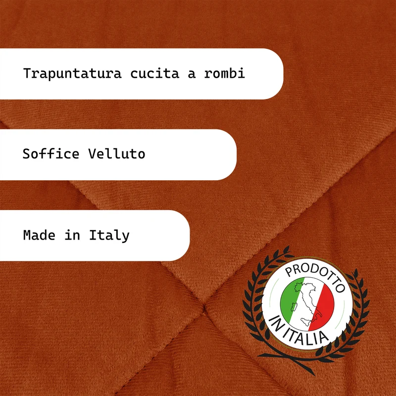Trapunta Matrimoniale in Velluto Elegante Invernale Effetto Piuma 600 g/mq Made in Italy Il Gruppone