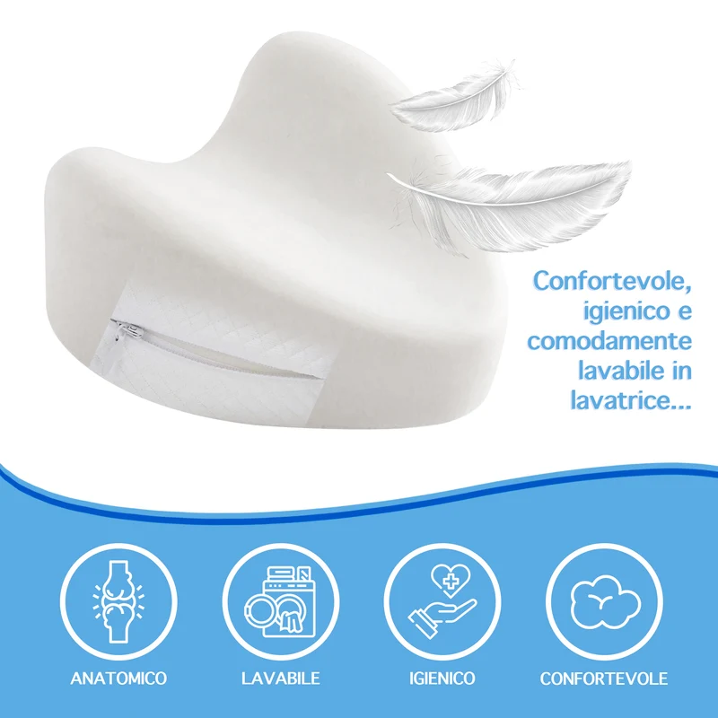Cuscino Gambe Ergonomico in Memory Foam per Ginocchia Certificato Oeko-Tex Il Gruppone