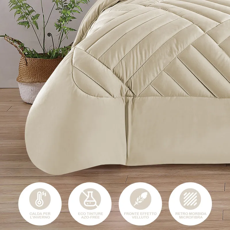Trapunta Matrimoniale in Velluto Elegante Invernale Effetto Piuma 580 g/mq Duck Friendly Il Gruppone