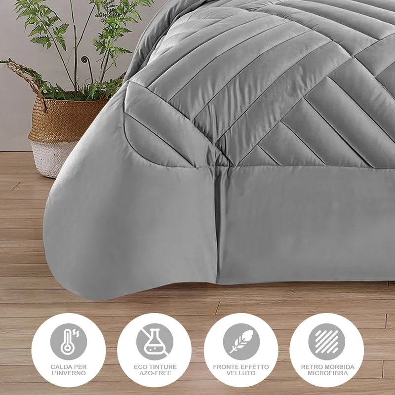 Trapunta Matrimoniale in Velluto Elegante Invernale Effetto Piuma 580 g/mq Duck Friendly Il Gruppone