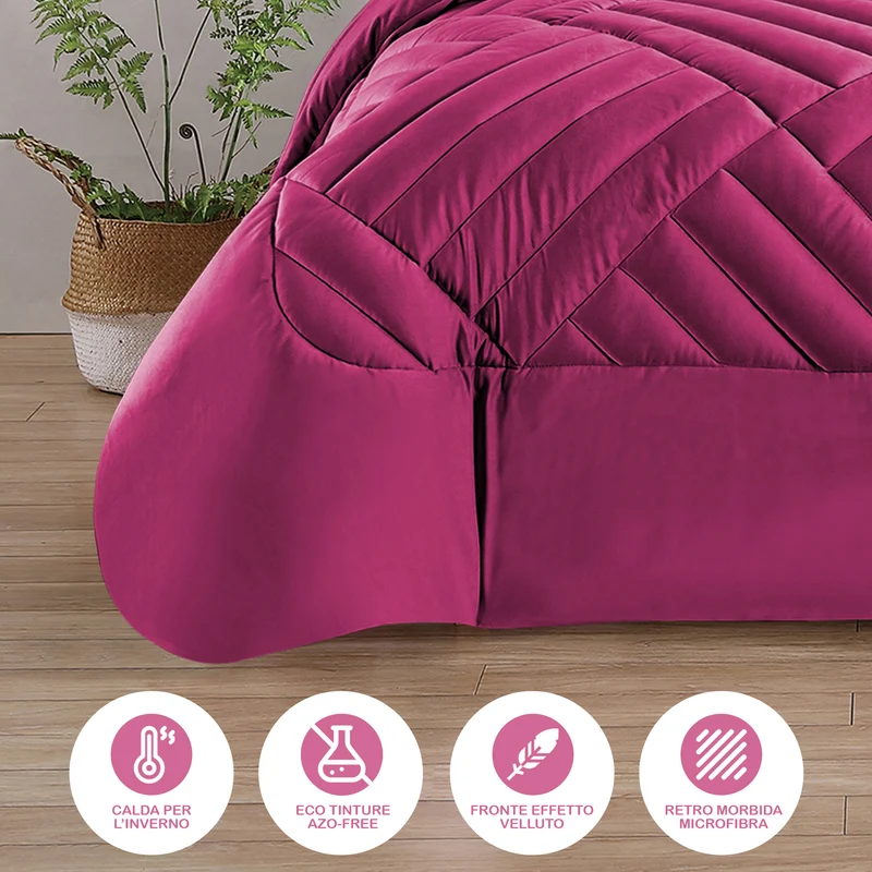 Trapunta Matrimoniale in Velluto Elegante Invernale Effetto Piuma 580 g/mq Duck Friendly Il Gruppone