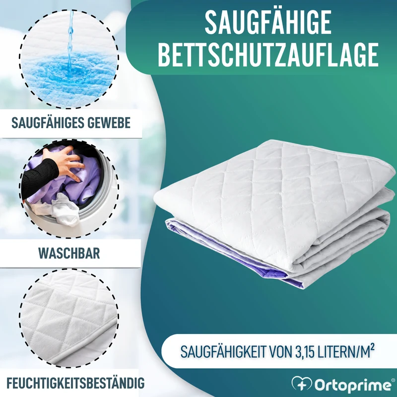Waschbare Umweltfreundliche Saugfähige Matratzenauflage 90cm 3,15 Liter/m2