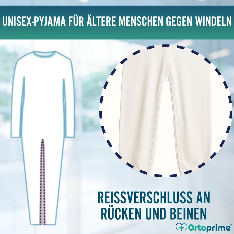 Anti-Windel-Pyjama mit Reißverschluss | Lange Ärmel