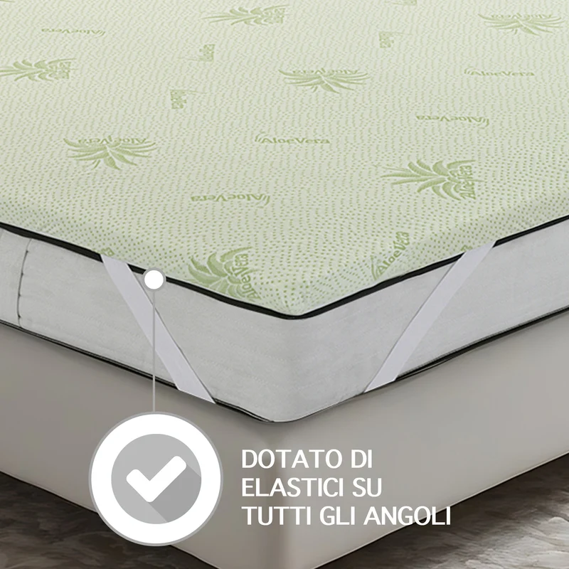 Topper Memory Aloe Vera ad Alta Densità Sfoderabile e Lavabile Made in Italy