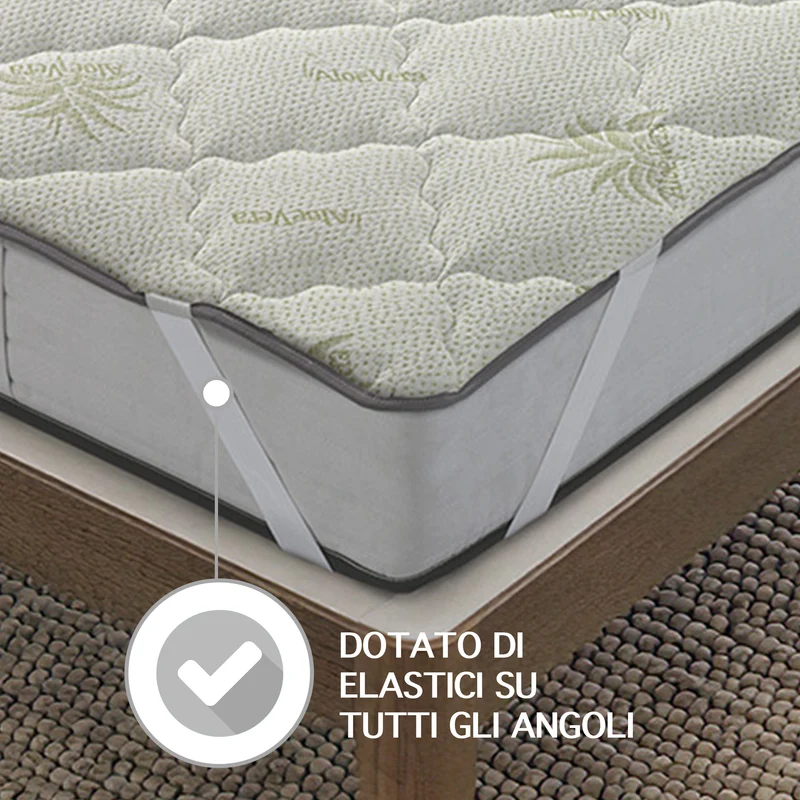 Topper Trapuntato Aloe Vera Anallergico con Fasce Elastiche Traspirante Made in Italy Il Gruppone